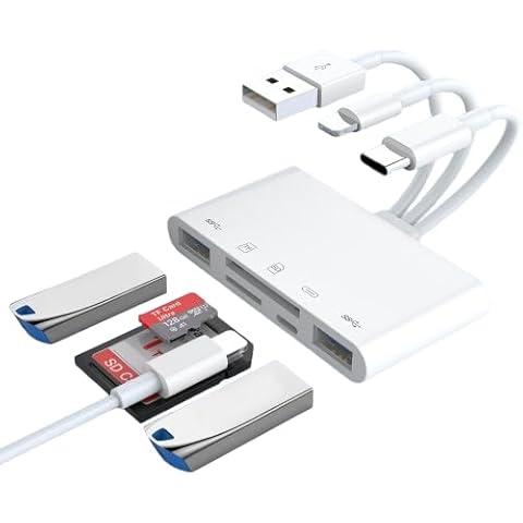 Amegon 3 in 1 with OTG, SD Card Reader, USB Type C, USB and Micro USB for Memory Card, Portable Card Reader, Compatible with TF, SD, Micro SD, SDHC, SDXC, MMC, RS-MMC, Micro SDXC I AMST17