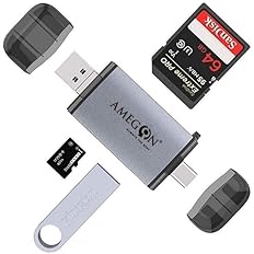 Amegon 3 in 1 with OTG, SD Card Reader, USB Type C, USB and Micro USB for Memory Card, Portable Card Reader, Compatible with TF, SD, Micro SD, SDHC, SDXC, MMC, RS-MMC, Micro SDXC I AMST17