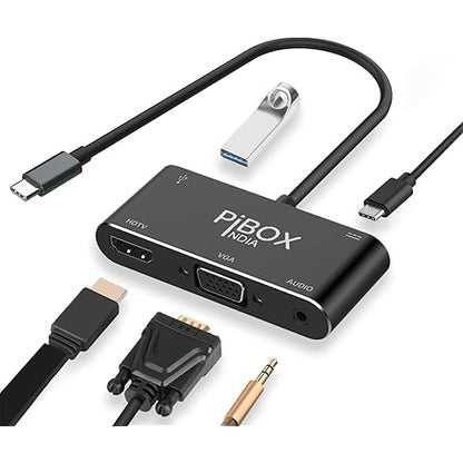 Amegon AMUH07C USB-C to 8 in 1 Multifunction Hub USB 3.1, USB3.0 X 7: 5Gbps; USB C,USB C X 1:5v/3a Extra Power, Wide Compability: Laptop, PC Tower, Flash Drive, Keyboard, Mouse, Card Reader & More.