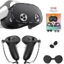 META QUEST 3S SILICON COVER PROTECTION SET WATERPROOF (6 IN 1), HEADSET SHELL COVER, TOUCH CONTROLLER GRIPS COVER, LENS PROTECTOR AND JOYSTICKS COVER (BLACK)