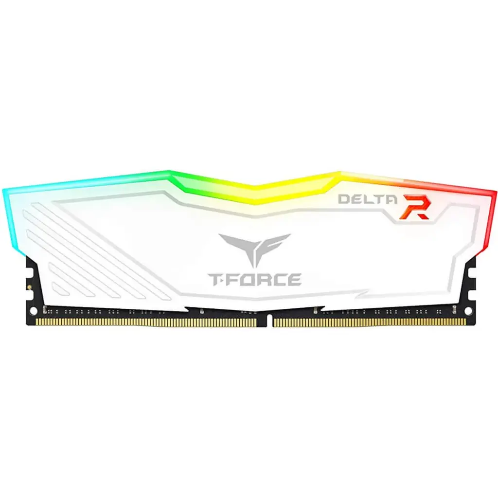 TEAMGROUP T-FORCE DELTA RGB 8GB 3600MHZ (3600MT/S) CL18 WHITE DDR4 DESKTOP GAMING MEMORY, METAL HEATSINK, ARGB MOTHERBOARD SYNC, XMP 2.0, FOR INTEL/AMD CPU,...