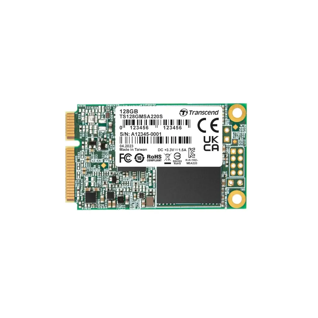 TRANSCEND 128GB SSD M SATA – SOLID STATE DRIVE FOR FAST DATA ACCESS (MODEL: TS128GMSA220S)
