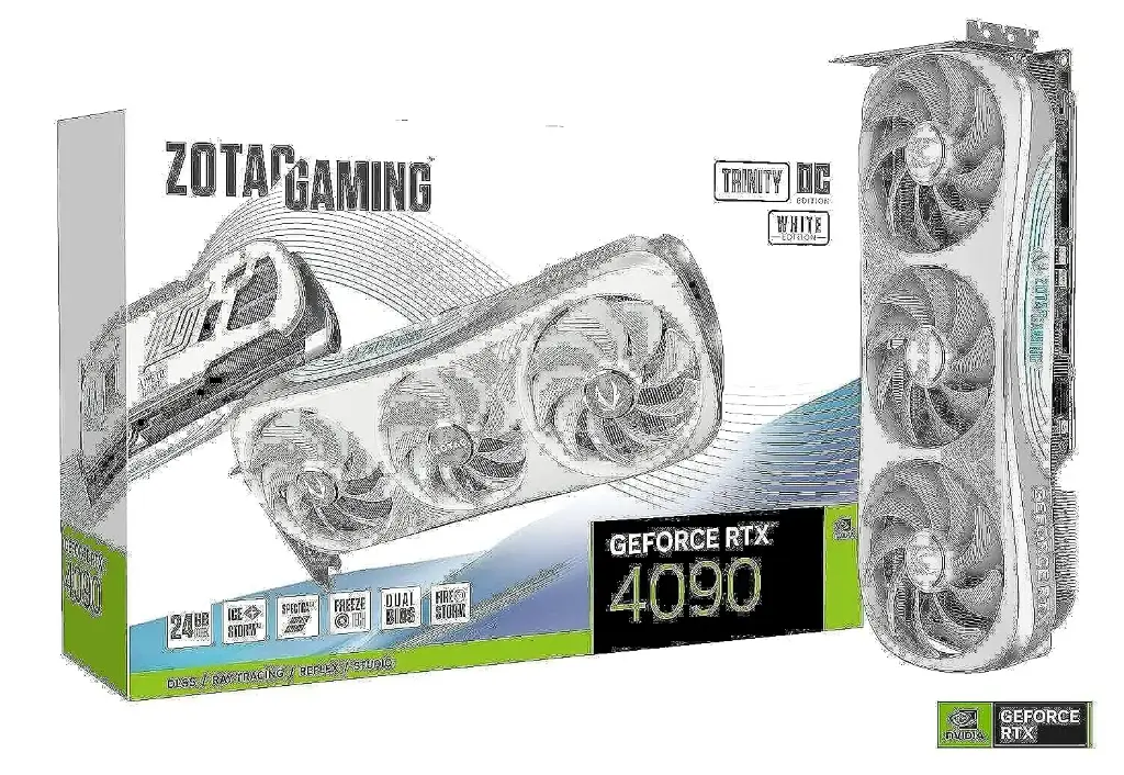 ZOTAC GAMING GEFORCE RTX 4090 TRINITY OC WHITE ED. 24GB GDDR6X, 384BIT, 2535/21000, HDCP, THREE DP, HDMI, PREMIUM PACK