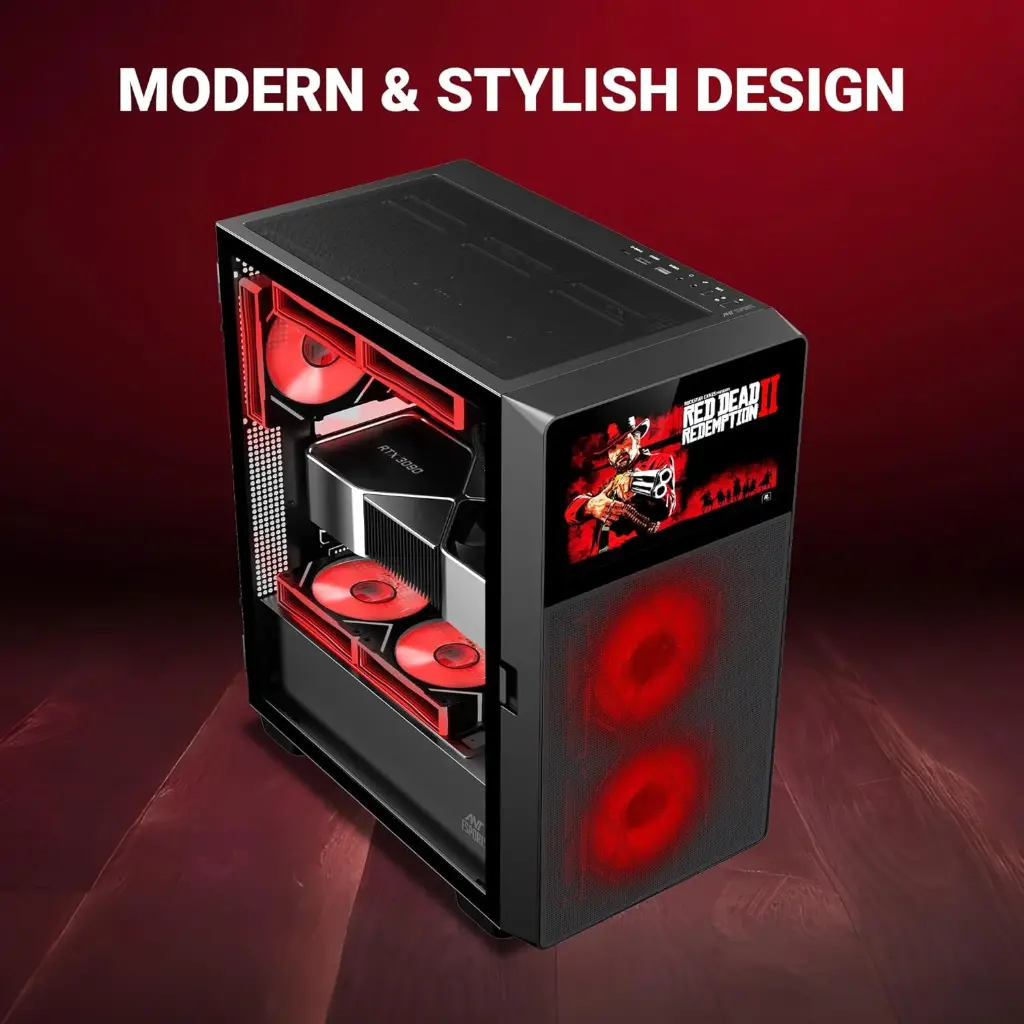 Ant Esports ICE Digital C3 ATX Computer Case/Gaming Cabinet - Black | Support ATX, Micro-ATX, Mini-ITX, Pre-Installed 2 Front Fans & 1 Rear ARGB Fans