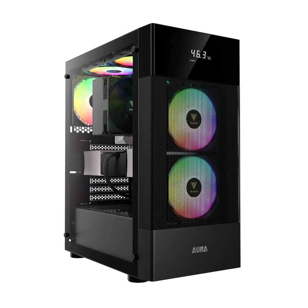 GAMDIAS Aura GC5- Digital Display MESH ARGB MID-Tower CASE/Gaming Cabinet | Digital Display, 3 Built-in 120mm ARGB Fans, Supports Mini-ITX, Micro-ATX, and....