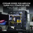 CORSAIR 9000D RGB Airflow Super-Tower PC Case - Large Interior - InfiniRail™ Fan Stand System - No Fans Included - iCUE Link System Hub Included - Black