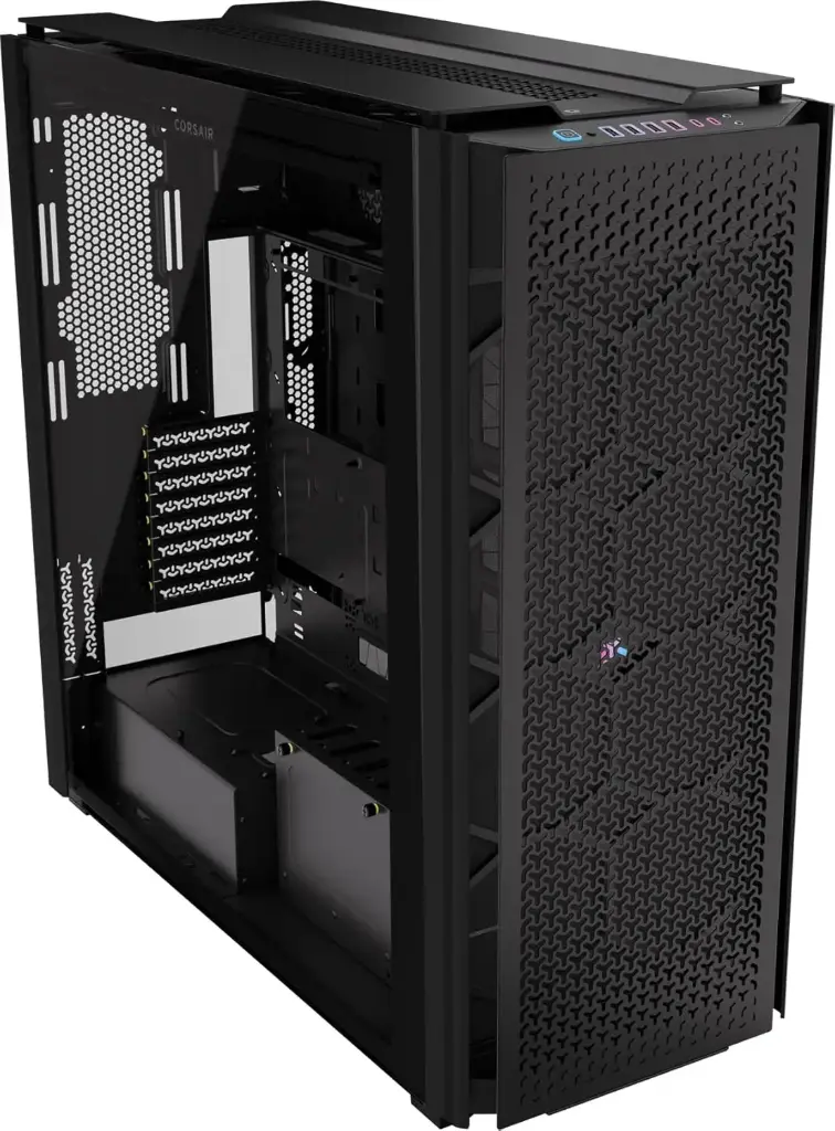 CORSAIR 9000D RGB Airflow Super-Tower PC Case - Large Interior - InfiniRail™ Fan Stand System - No Fans Included - iCUE Link System Hub Included - Black