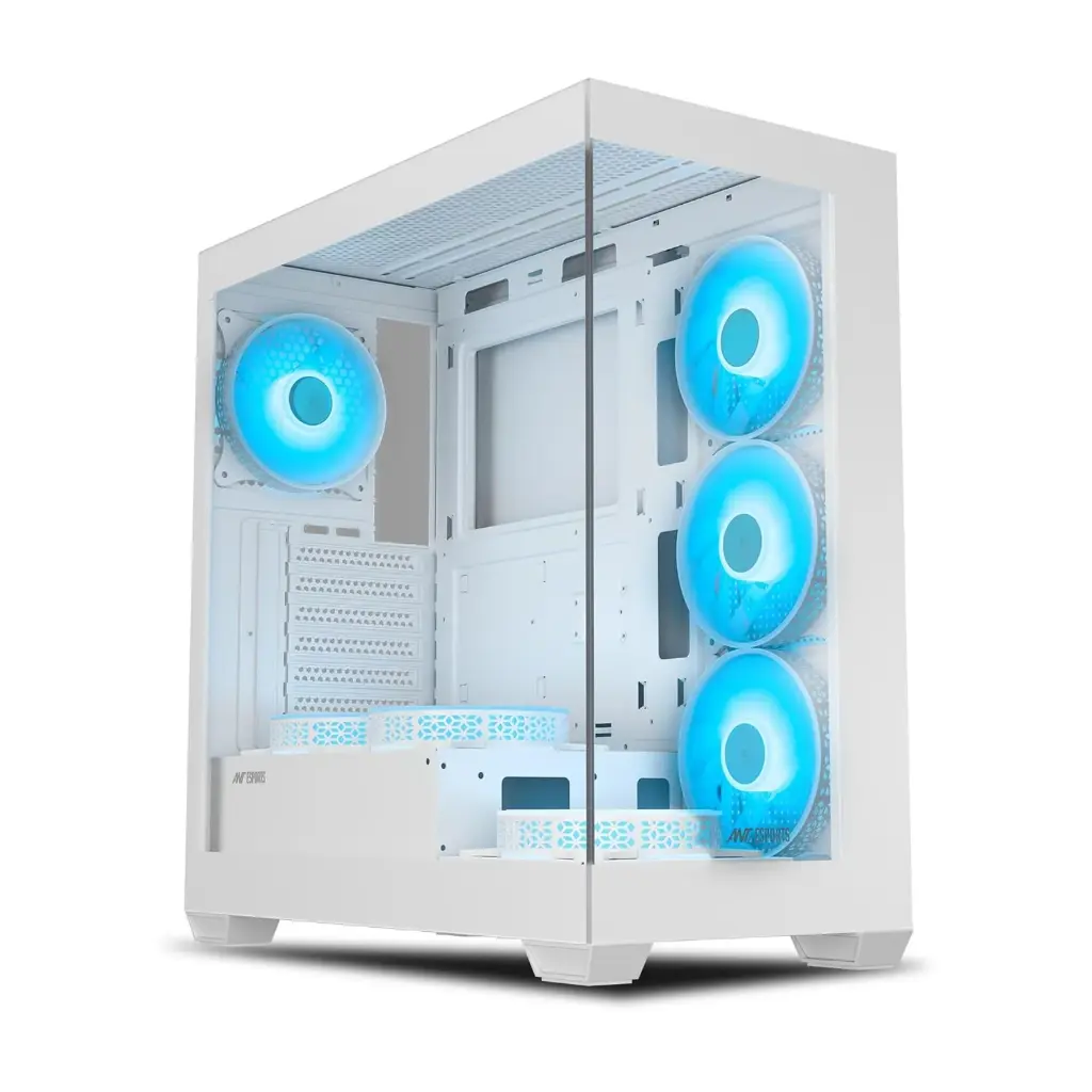 Ant Esports Crystal X7 ATX Computer Case/Gaming Cabinet with Type-C - White | Support ATX, Micro-ATX, Mini-ITX | Pre-Installed 3 M/B Plate Fans, 2 PSU...