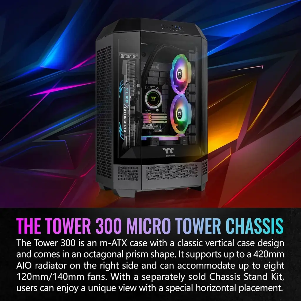 Thermaltake Tempered Tower 300 - Black Micro ATX Case, 2 X 140Mm CT Fan Included; Radiator Bracket Up to 420Mm; Optional Chassis Bracket Kit Allows...