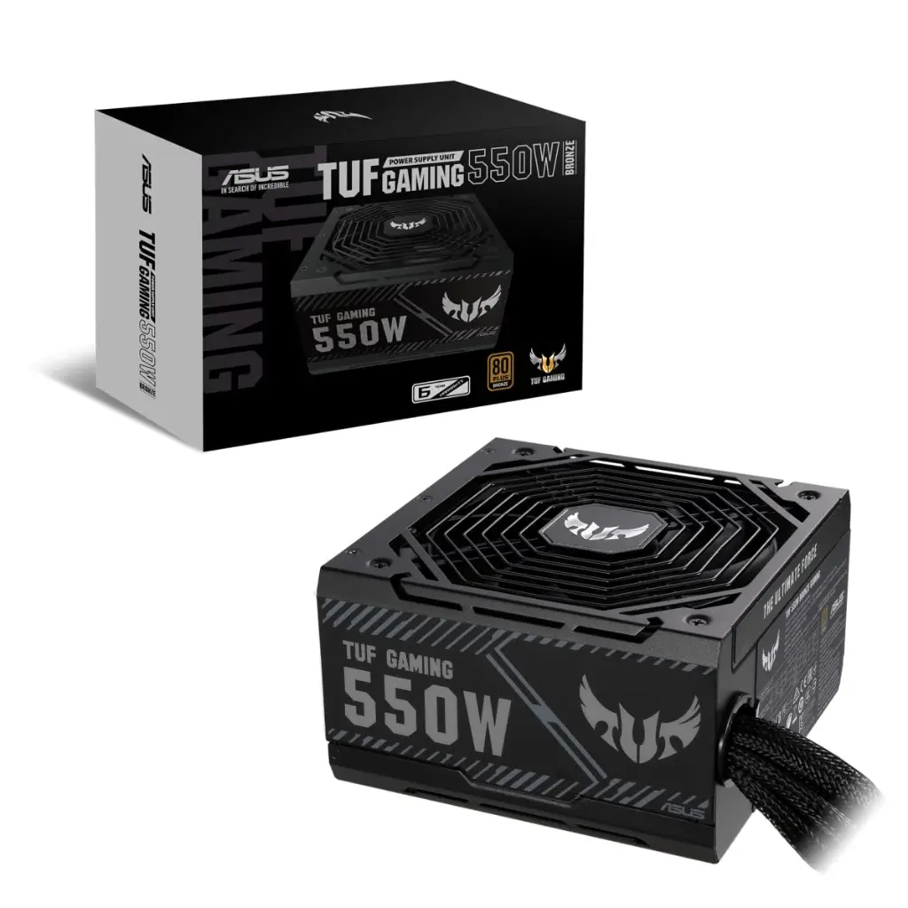 ASUS TUF Gaming 550W Bronze PSU, Power Supply(Axial-tech Fan Design, Dual Ball Fan Bearings, 0dB Technology, 80 Plus Bronze Certification, 80cm 8-pi