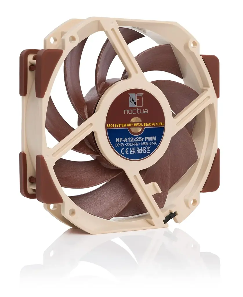 Noctua NF-A12x25r PWM, Round-Frame 120mm Fan, 4-Pin Case Fan/Cooler - Brown