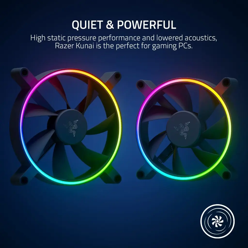 Razer Kunai Hydraulic 140MM aRGB PC Fan: Quiet, Powerful aRGB Fan - PWM Fan Controller Support & Connect Up to 8 Fans - Powered by Razer Chroma RGB - 1...