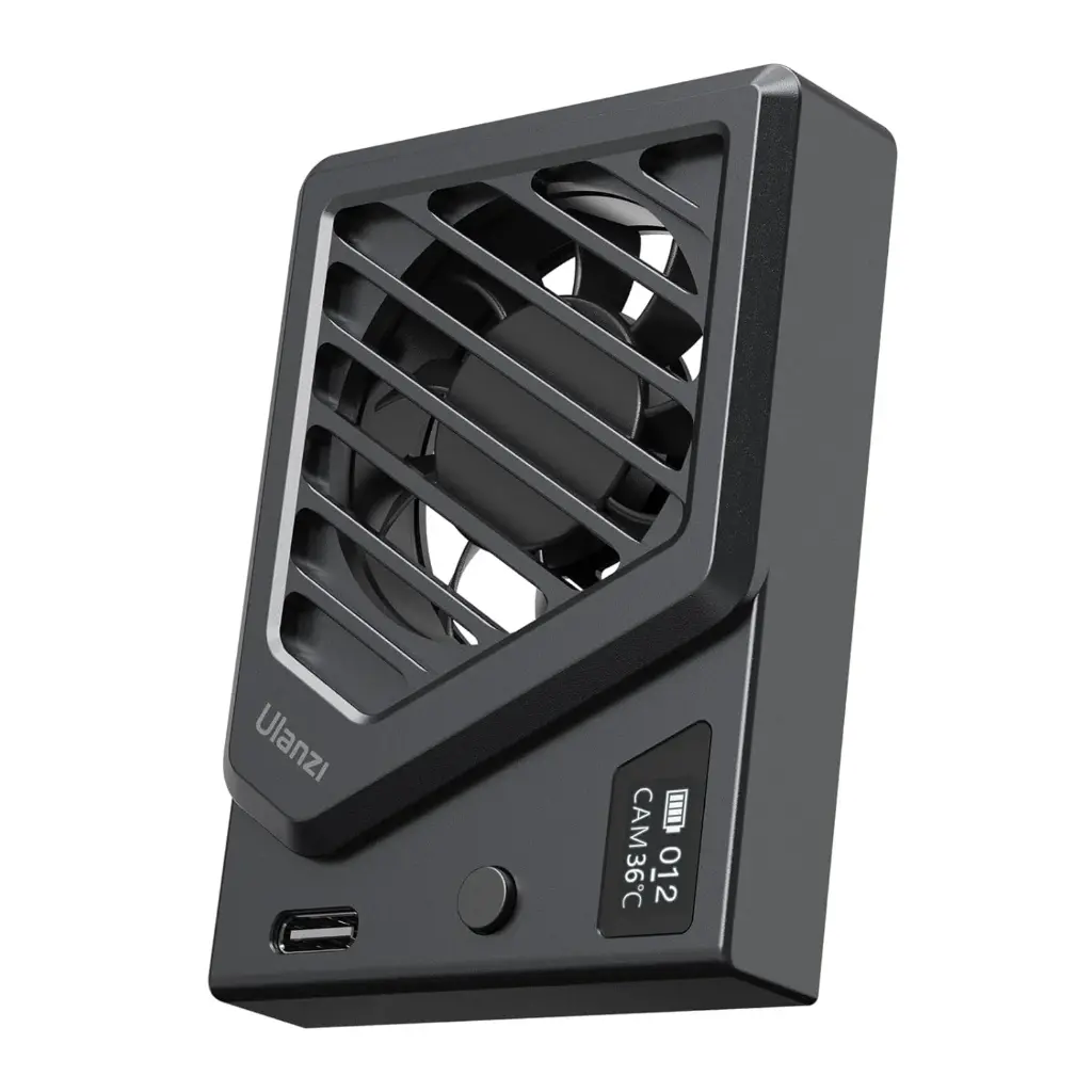 ULANZI Camera Cooling Fan Black, Magnetic Suction Cup Mounting Adjustable Mini Intelligent Cooling Fan Real-time Monitoring with Type-C Charging Port,...