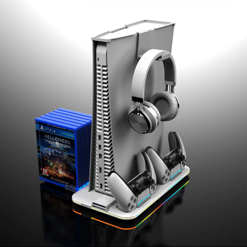 Playstation 5 RGB Cooling Stand with Cooling Fan and Dual Controller Charger Dock Station for Charging PS 5 Disc & Digital Edition
