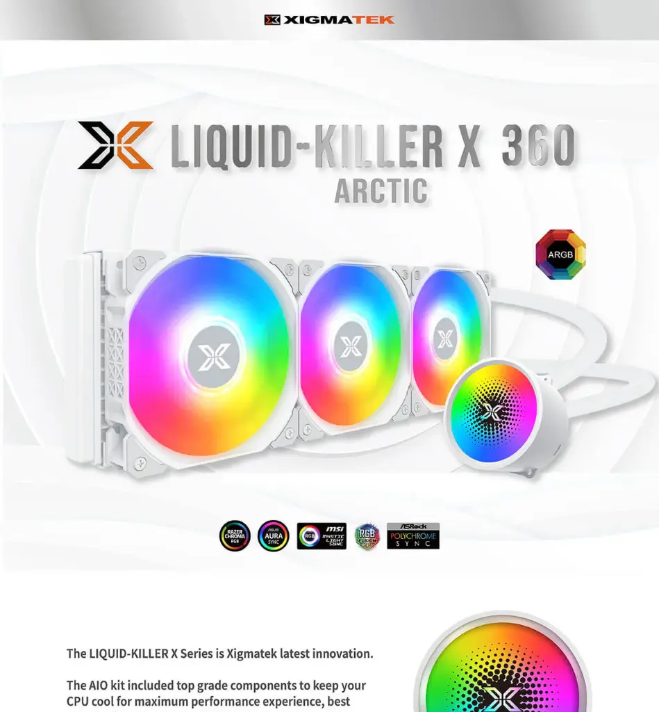 Xigmatek Liquid Killer X 360 Arctic ARGB 360mm CPU Liquid Cooler