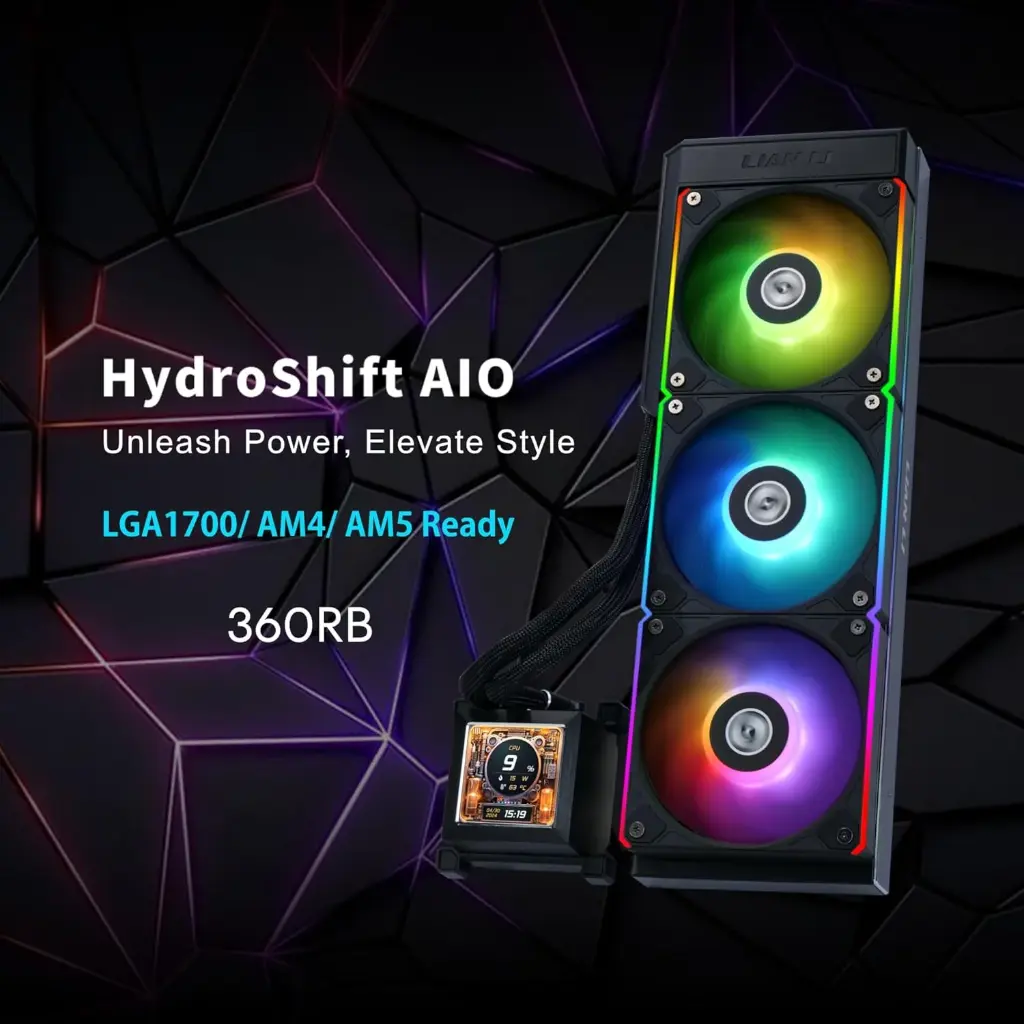 Lian Li Hydroshift LCD 360R AIO CPU Liquid Cooler Black – HSLCD36RB BLACK