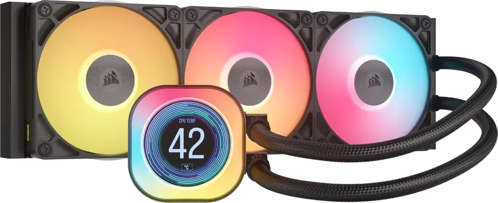 CORSAIR iCUE Link Titan 360 RX LCD Liquid CPU Cooler – 360mm AIO – Low-Noise – FlowDrive Cooling Engine – Intel LGA 1851/1700, AMD AM5/AM4 – 3X RX120 RGB...