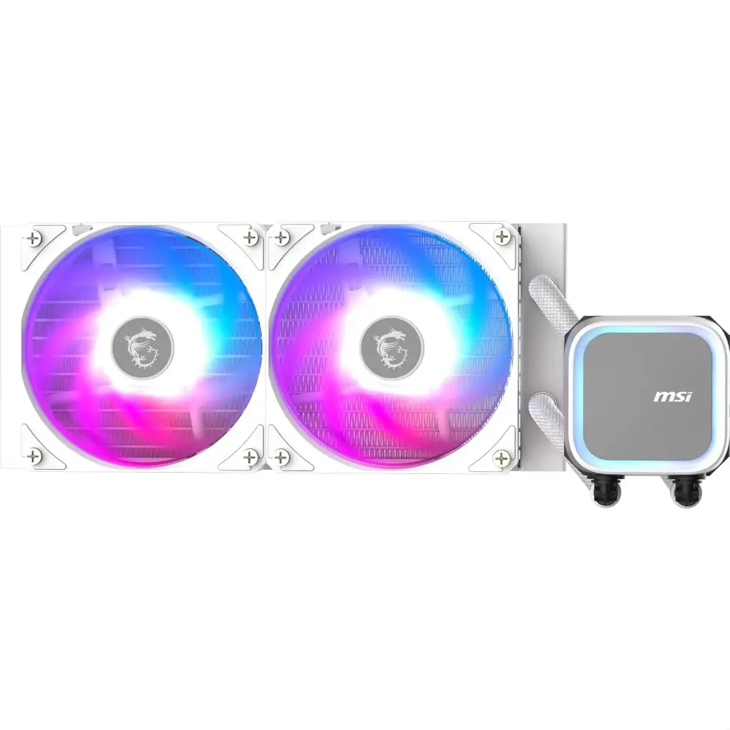 MSI MAG CORELIQUID A13 240 White AIO CPU Liquid Cooler - Full CPU Coverage, Improved Water Channel Design, Minimalism Meets Illumination, CycloBlade 7,...