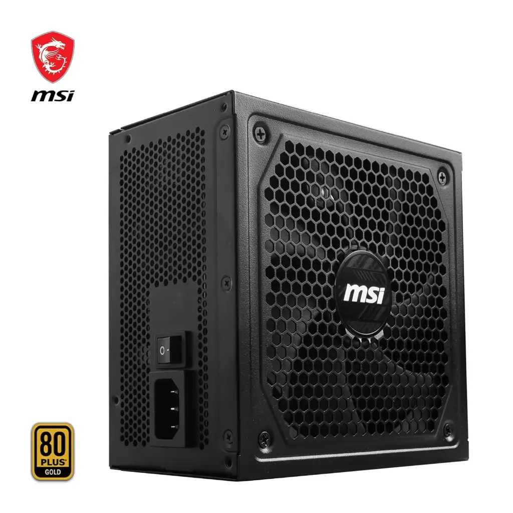 MSI MAG A1250GL PCIE5 Power Supply Unit, 1250W, 80 Plus Gold, ATX 3.1, PCIe 5.1 GPU Support, ATX PSU, Black Flat Cable