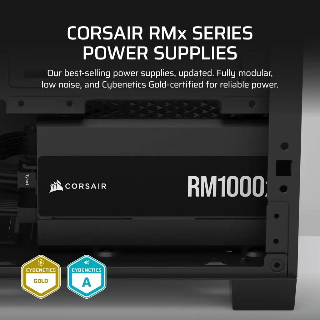 CORSAIR RMX Series RM1000x ATX Power Supply – Fully Modular – ATX 3.1 – PCIe 5.1 – Cybenetics Gold – Low-Noise– Japanese Capacitors – 1000 Watts – Ten-Year...