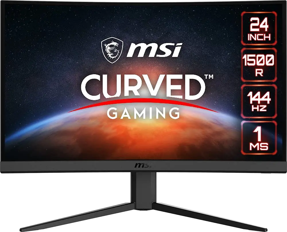 MSI Optix G24C4 Curved Gaming Monitor | 23.6 Inch (60 Cm) 1920 X 1080 Pixels | 1ms Response Time, 144Hz | AMD Freesync | Anti-Flicker, Low Blue Light |...