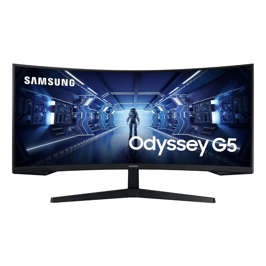Samsung 34"(86.42cm) Odyssey G5 Curved Gaming Monitor|WQHD 3440 x 1440|1000R|165Hz|1ms|21:9|Wall Mountable|FreeSync Premium|Ports-DP, HDMI, Headphone|DP...