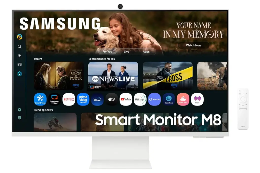 Samsung M8 Series 32 Inch (80 cm) Vision AI Smart Monitor, 4K (3840x2160), in-Built Speaker, Slimfit Camera, 60Hz, 4ms, Wi-Fi, Bluetooth, USB, USB-C,...