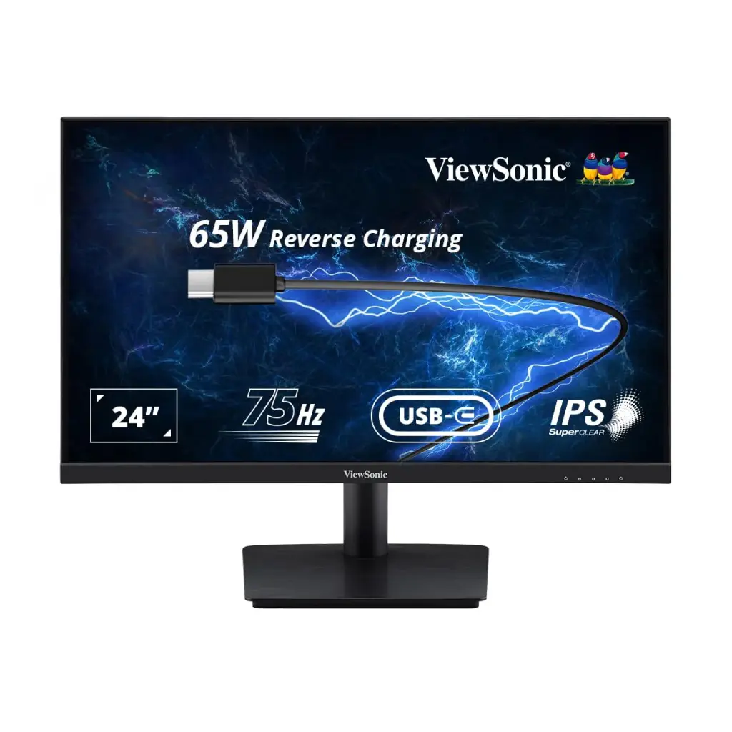 ViewSonic 60.96 Cm- VA2409-MHU (24") IPS FHD Professional Monitor USB Type-C One Cable Solution with 65W Laptop Charge Back, Bezel Less, Wall Mount, 2X...