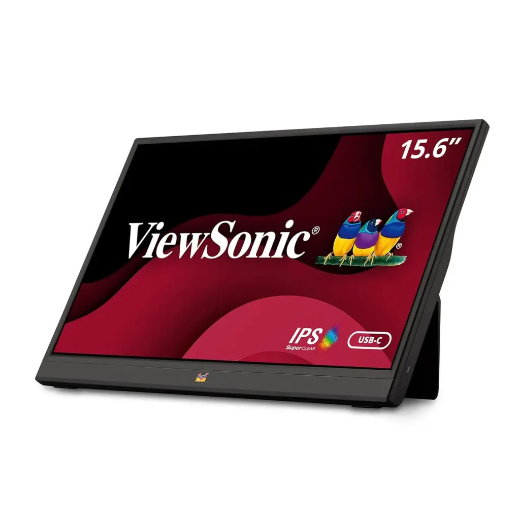 ViewSonic VA1655 16”(40.6cm) FHD 1920x1080 IPS Lightweight Portable and Slim Travel Monitor with USB-C 60W Power Charge, Foldable Stand, Eye-Care Screen (PC...