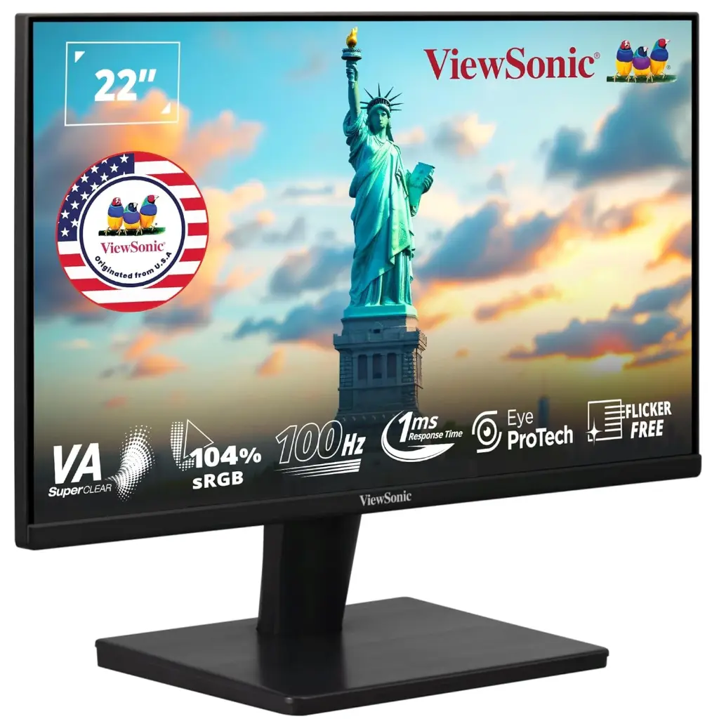 ViewSonic 55.88 Cm (22"), FHD, VA Monitor for Home and Office Use, 100 Hz,1ms Response time, Eye ProTech for Comfort Viewing, Wall Mount, Bezel-Less,...
