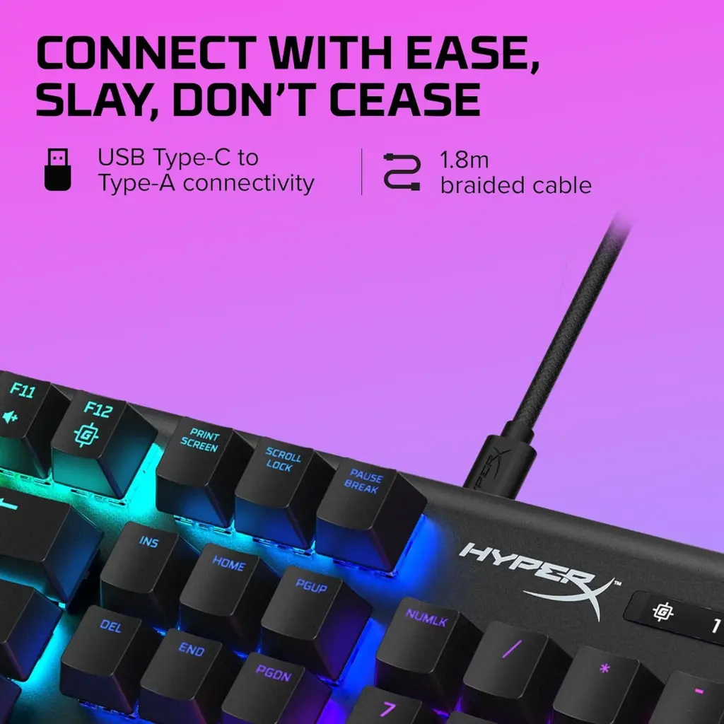 HyperX Alloy Origins Mechanical USB Gaming Keyboard Software Controlled Light and Macro Customization, Compact Form Factor, Tactile Switch, Aqua - RGB LED...