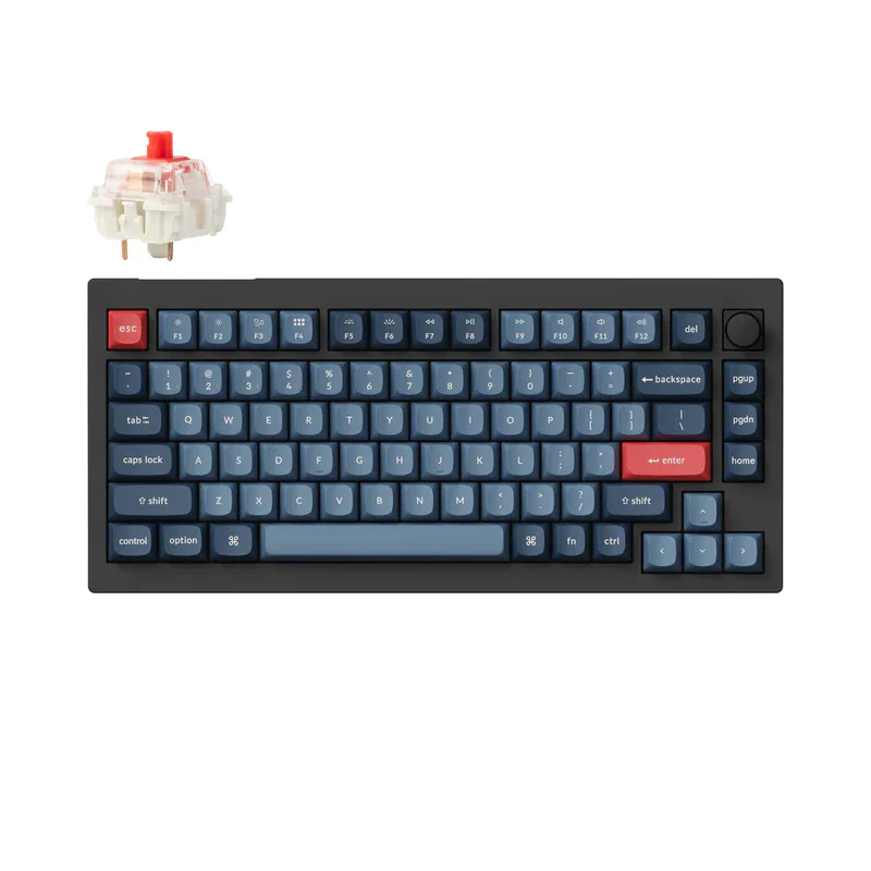 Keychron V1 Max QMK/VIA Wireless Custom Mechanical Keyboard – Gateron Jupiter Red / Carbon Black