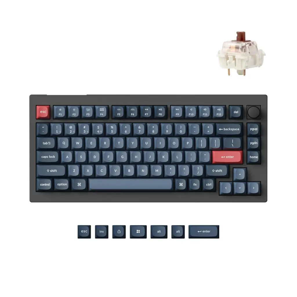 Keychron V1 Max QMK/VIA Wireless Custom Mechanical Keyboard – Gateron Jupiter Brown / Carbon Black