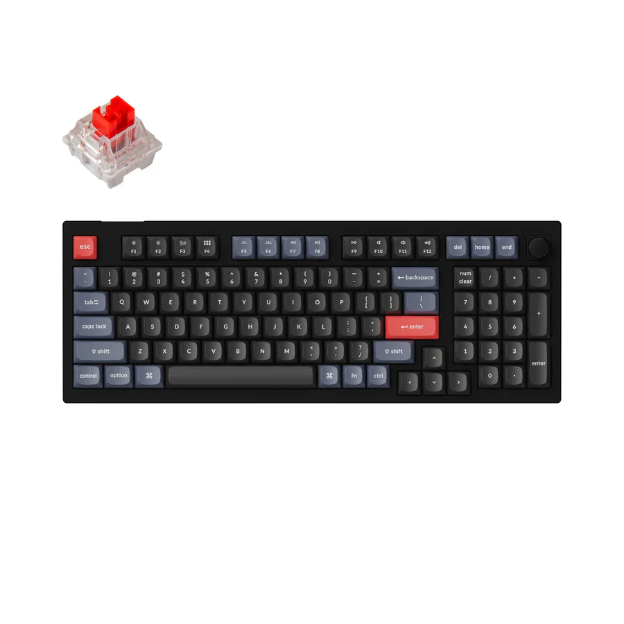 Keychron V5 QMK Custom Mechanical Keyboard – Carbon Black (Non-Transparent) / Keychron K Pro Red