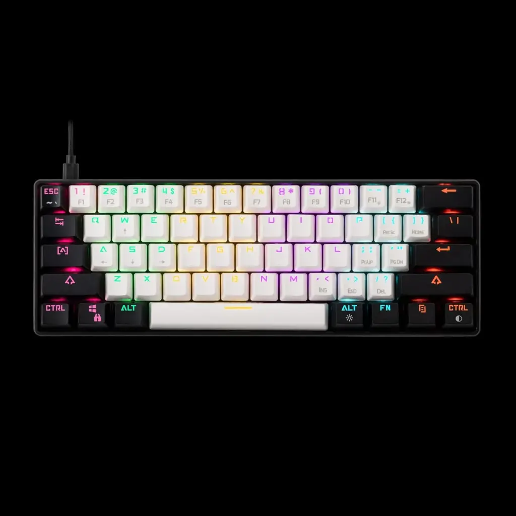 GAMDIAS Aura GK2 White & Black | Full-Size Wired Mechanical Keyboard | Tactile Mechanical Switches | Multi-Colour Backlit Switches | 10 Built-in Hot...