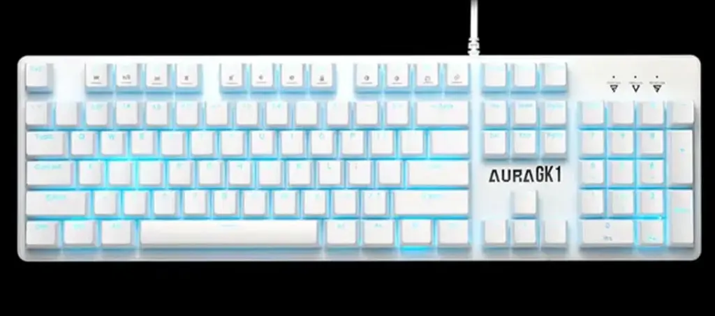 GAMDIAS Aura GK1 White | Full-Size Wired Mechanical Keyboard | Tactile Mechanical Switches | Multi-Colour Backlit Keys | 10 Built-in Hot Keys | USB A