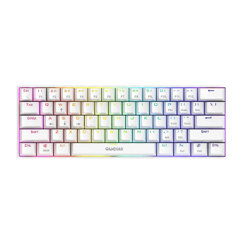 GAMDIAS RGB Wired Mechanical Keyboard | Hermes E3 RGB White Keyboard | N-Key Rollover & Anti-Ghosting Functionality | 16.8 Million RGB Backlighting | USB-A