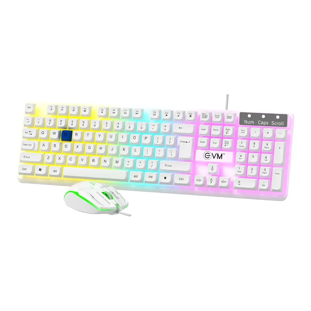 EVM EnHawk Wired Gaming Keyboard & Mouse Combo - RGB Backlit - 6-Button Gaming Mouse - Adjustable DPI (1200-3600) - 1 Year Warranty (EVM-WDKM-315-EnHawk)