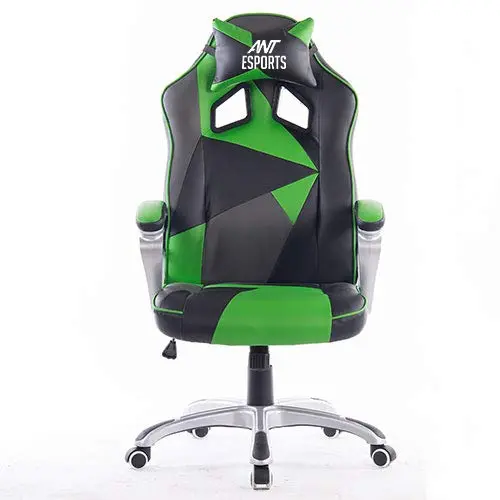 Ant E Sports 8077 Green PU with PVC Metal Frame, 80mm Class 4 Gas Fit, 350mm Metal Base, Adjustable Backrest Angle 90-135 Degree Gaming Chair (Green Black)