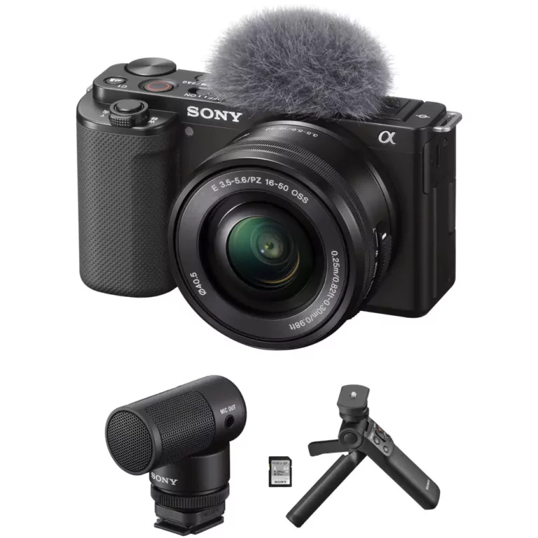 Sony ZV-E10 Mirrorless Camera with 16-50mm Lens and Content Creator Kit (Black)