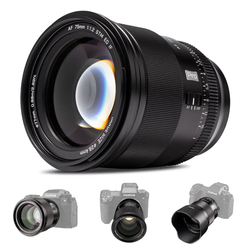 Viltrox 75mm F1.2 Pro Level Autofocus Lens, Compatible with Fuji X-Mount Mirrorless Cameras X-A7 X-E2S X-E3 X-E4 X-H1 X-H2 X-H2S X-Pro2 X-Pro3 X-S10 X-T1...