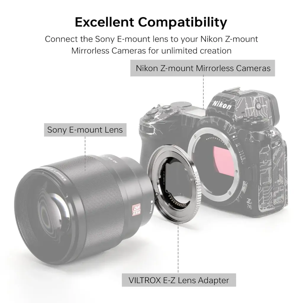 VILTROX E-Z Lens Mount Adapter, E Mount Lens to Z Mount Camera Autofocus Lens Adapter Converter Compatible with E Mount Lens to Nikon Z Mount Mirrorless...