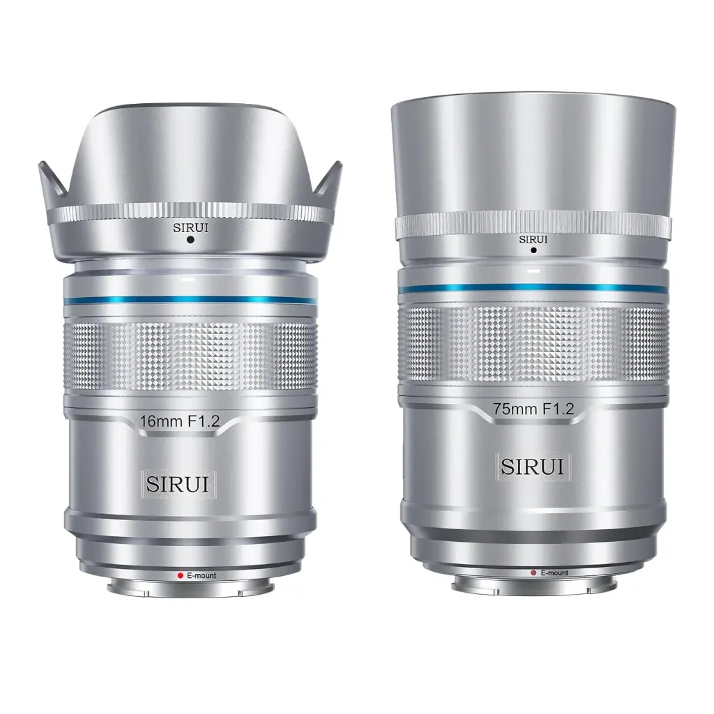 SIRUI Sniper 16mm, 75mm Autofocus Lens Set, F1.2 Wide Angle APS-C Camera Lens for A5 A6 A7 FX A9 ZV-E Series (E Mount, Silver)