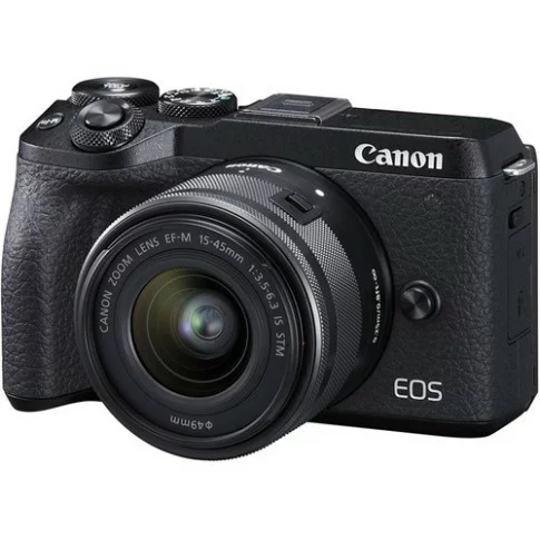 Canon EOS M6 Mark II Mirrorless Camera with 15-45mm Lens and EVF (Black)