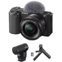 Sony ZV-E10 Mirrorless Camera with 16-50mm Lens and Content Creator Kit (Black)