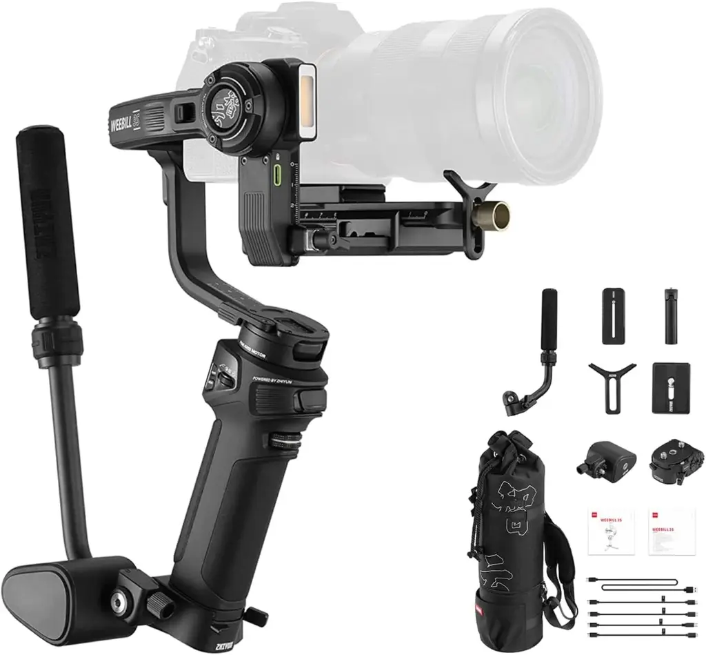 ZHIYUN Weebill 3S Combo 3-Axis Gimbal Stabilizer for DSLR and Mirrorless Camera Compatible with Sony Nikon Canon Panasonic Lumix Extendable Sling Grip...