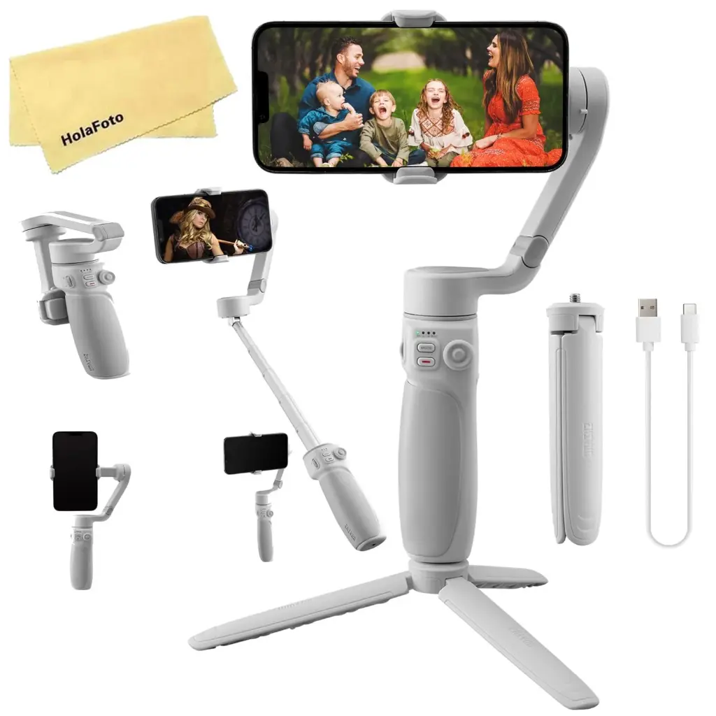 zhi yun Smooth Q4 3-Axis Gimbal Stabilizer for Smartphone (with 2 Years ZHIYUN India Official_Warranty) Built-in Extension Rod, Portable and Foldable,...