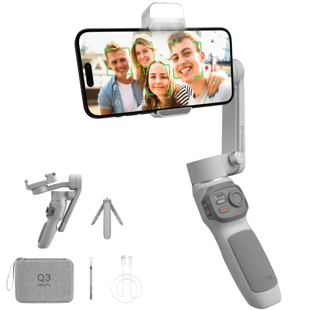ZHIYUN Zhi Yun Smooth Q3 Combo, 3-Axis Gimbal Stabilizer for Smartphone Foldable Phone Gimbal with Light Auto Inception Dolly-Zoom Time-Lapse Handheld...