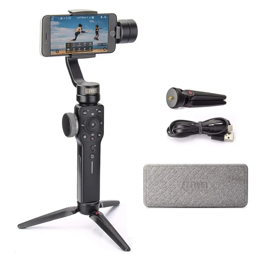 zhi yun Smooth 4 3-Axis Handheld Gimbal Stabilizer with Focus Pull and Zoom Capability for All Smartphones (Black)