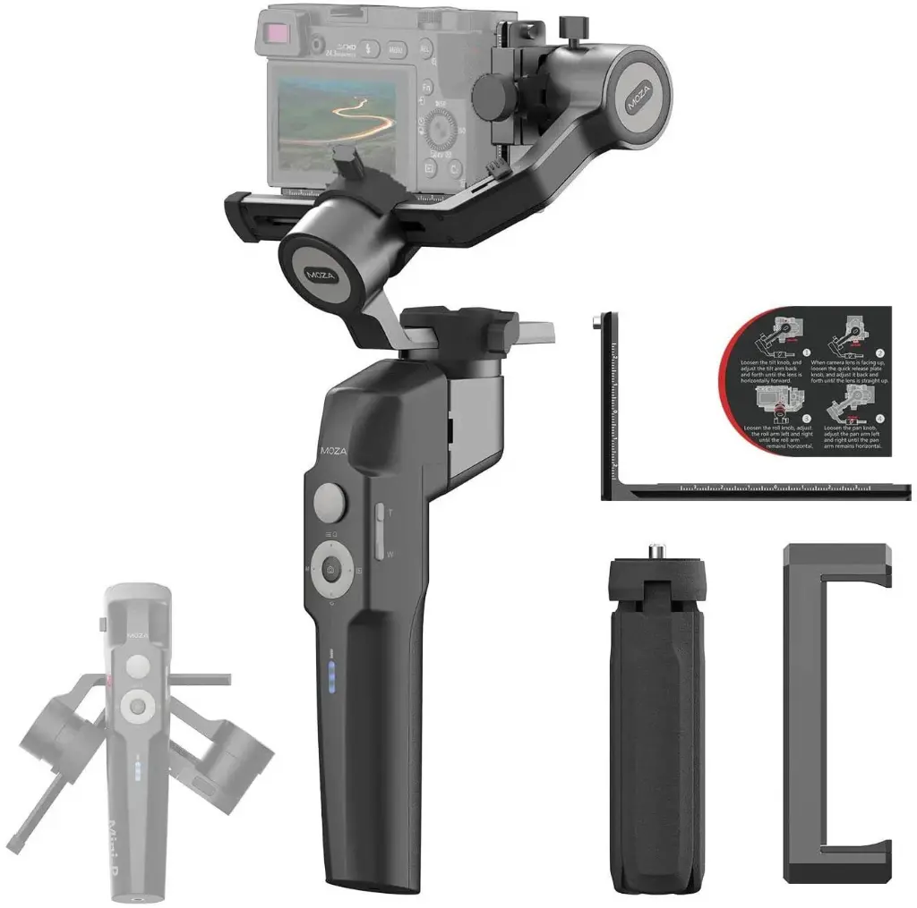 MOZA Mini P MAX Gimbal Handheld Stabilizer for Smartphone Mirrorless Camera Action Cameras Up to 2.2Lb Updated Version 3-Axis Cross-Platform Gimbal 20h...